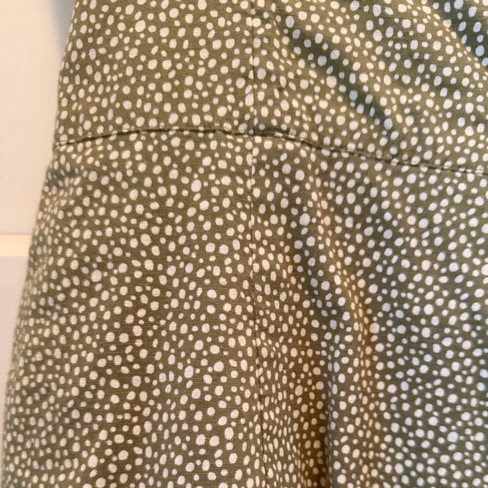 Abercrombie & Fitch mini dress - small tall, smocked, adjustable green polka dot - Picture 3 of 6